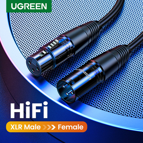 UGREEN Cable XLR micrófono de Karaoke sonido Cable tipo Cannon macho XLR extensión Mikrofon Cable para mezclador de Audio amplificadores XLR Cable ► Foto 1/6