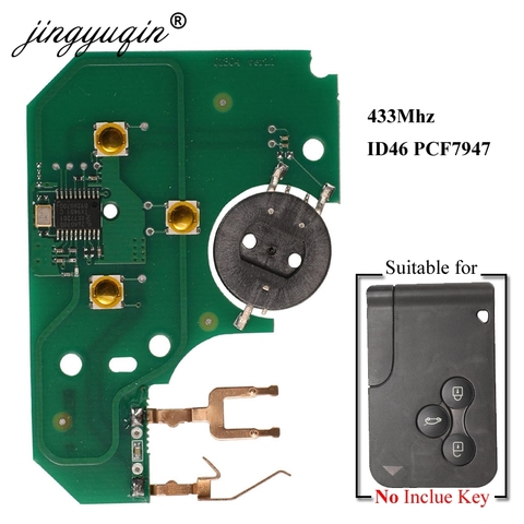 Placa de circuito de tarjeta de llave inteligente de 3 botones jingyuqin 434Mhz ID46 PCF7947 Chip para Renault Clio Logan Megane 2 3 Scenic PCB remoto ► Foto 1/2