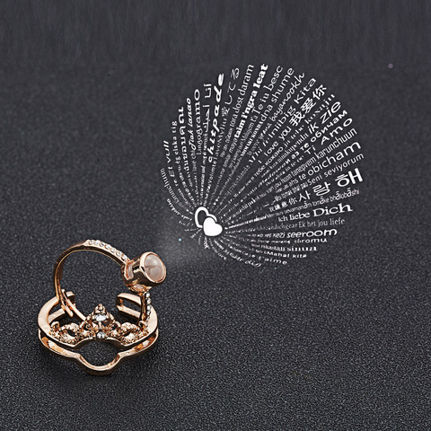 Diseño de Moda 100 Idioma I Love You anillo elegante mujer amor memoria proyección anillo romántico nupcial boda joyería Dropship ► Foto 1/6