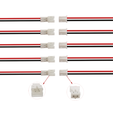 Microconector JST-PH2.0 2P jst, conector macho y hembra de 2 pines, Conector de terminales de Cables con cable de 20CM y 26AWG, 100/50 pares ► Foto 1/3