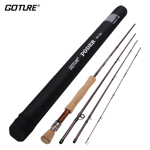 Goture-caña de pescar con mosca PODER, 2,7 M, 30T, fibra de carbono, M/MF Action 4wt/5wt/7wt/8wt, con tubo portátil para trucha, bajo ► Foto 1/6