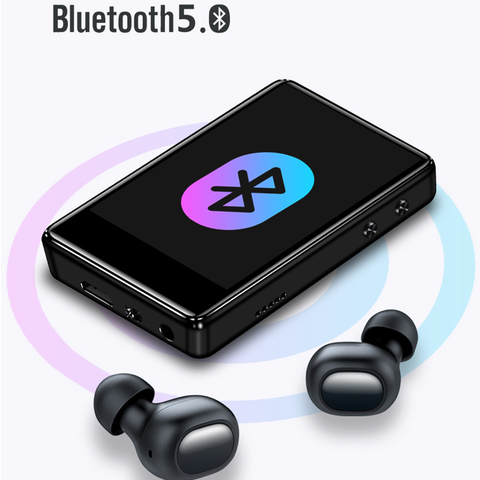 Reproductor de MP3 metálico con Bluetooth 5,0, reproductor de música HiFi con pantalla de 2,4 pulgadas, con grabación de altavoz incorporado E-book, Radio FM y vídeo ► Foto 1/6