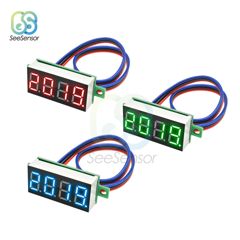 0,36 pulgadas LED voltímetro Digital DC 0-100V medidor de tensión de Auto móvil Detector de prueba de voltaje 3 alambre rojo verde azul ► Foto 1/6