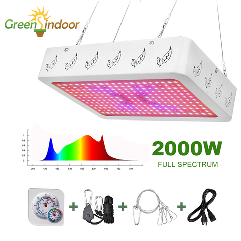 Luz LED para tienda de cultivo, lámpara Phyto de espectro completo de 2000W y 1000W para plantas, lámparas de Interior para flores, Fitolamp, hierbas con termómetro ► Foto 1/6