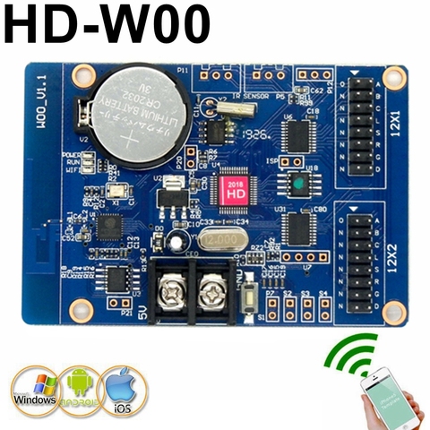 Tarjeta de Control Led Wifi HD-W00, 320x32 píxeles, controlador Led P10 inalámbrico, compatible con teléfono y Pad, envío de mensajes ► Foto 1/4