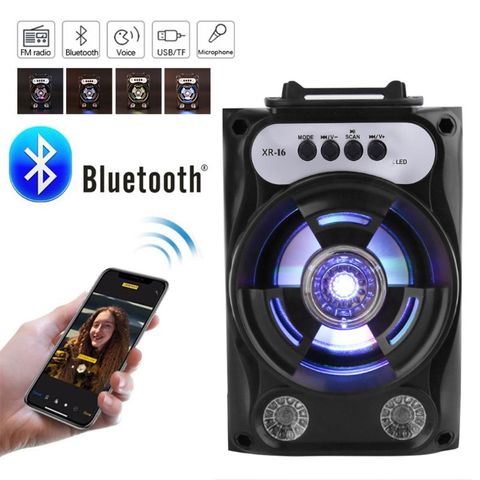 Altavoz Bluetooth de gran tamaño, sistema de sonido inalámbrico, estéreo de graves con luz LED, compatible con tarjeta TF, Radio FM, para exteriores ► Foto 1/6