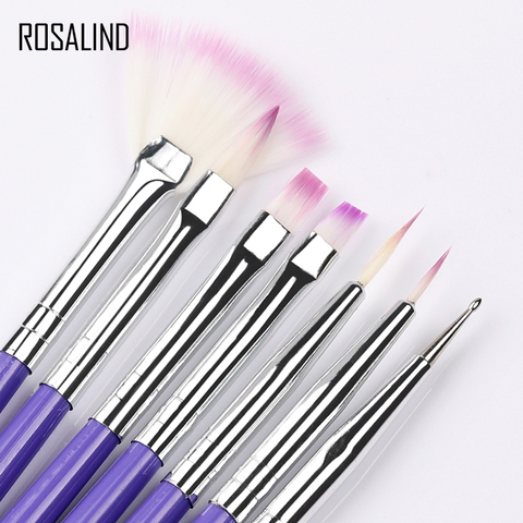 ROSALIND 7 piezas manicura cepillo para uñas de arte pinceles de pintura que salpican diseño de uñas de manicura Kit del cepillo Gel barnices herramientas ► Foto 1/6
