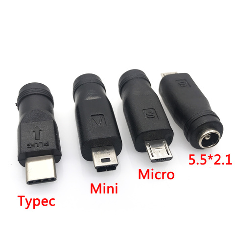 1 Uds 5V CC 5,5*2,1mm conector de alimentación USB 3,1 tipo C USB-C tipo c 5,5mm * 2,1mm Mini USB y Micro USB adaptador de conector de alimentación CC ► Foto 1/1