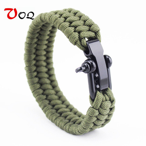 Pulsera de supervivencia para acampar al aire libre para hombre, cuerda de paracaídas para deporte de escalada, pulseras ajustables de amistad con hebilla de acero inoxidable para hombre ► Foto 1/6