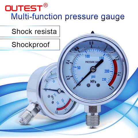 OUTEST-Manómetro Radial de acero inoxidable de 0-60MPa, medidor de presión hidráulica de agua y aceite de aire, rosca G 1/4 ► Foto 1/6