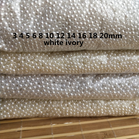 Marfil/blanco ABS perlas imitación Agujero Recto acrílico redonda suelta perlas para fabricación de joyería DIY collar pendiente Hairclip ► Foto 1/6