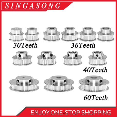 1pcs New GT2 Timing Pulley 30 36 40 60 Tooth Wheel Bore 5mm 8mm Aluminum Gear Teeth Width 6mm Parts For Reprap 3D Printers Part ► Foto 1/6