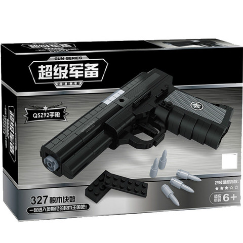 22514 327 Uds Qsz92 armas de pistola Semi automáticas Modelo 1:1 pistola negra bloques de construcción de juguete de ladrillo ► Foto 1/4