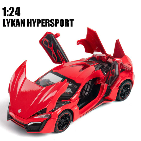 LYKAN-coches de juguete Hypersport para niños, juguete de Metal, modelo de coche, ruedas de alta simulación, Colección extraíble, 1:24 ► Foto 1/6