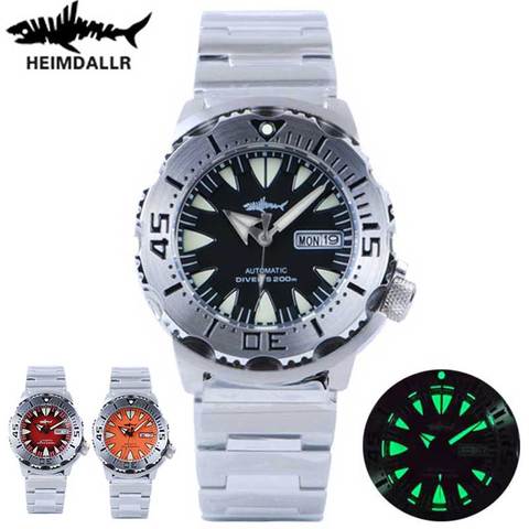 Heimdlr-Reloj Automático Monster NH36A para hombre, reloj mecánico de cristal de zafiro, 62mas C3, superluminoso, para buceo, 200M ► Foto 1/6