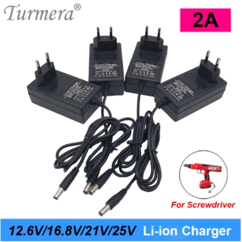 12,6 V 16,8 V, 21V, 25V 2A 18650 cargador de batería de litio DC5.5 * 2,1 MM para S 3S 4S 5S 6S 12V a 25V destornillador Paquete de batería uso Turmera ► Foto 1/6