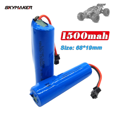 Batería de iones de litio de 3,7 v, 1500mah, 15C, 18650, para coche acrobático JJRC Q85, juguetes, enchufe de SM-2P, barco, coche, pistola de agua suave, piezas de batería ► Foto 1/6