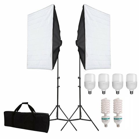 Estudio de fotografía Kit de iluminación Softbox E27 hembra 135W/25W bombilla 2m soporte de luz profesional de luz continua equipo de Sistema ► Foto 1/6