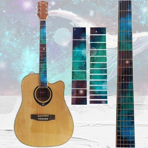 Diapasón de Guitarra, calcomanías con pegatina brillante incrustada para Guitarra, cabeza de cuello, Guitarra, bajo, ukelele, pegatina fina, accesorios de Guitarra ► Foto 1/6