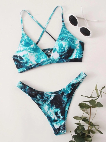 Bikini Tie Dye para mujer, traje de baño Sexy con Push-Up, Bañador estampado, traje de baño Bandage Sexy para mujer 2022 ► Foto 1/6