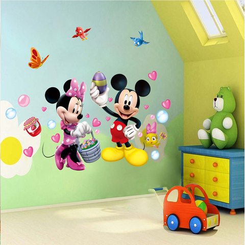 Disney mickey minnie mouse pared pegatinas dormitorio vivero decoración del hogar pared dibujos animados pvc arte mural bricolaje carteles ► Foto 1/1