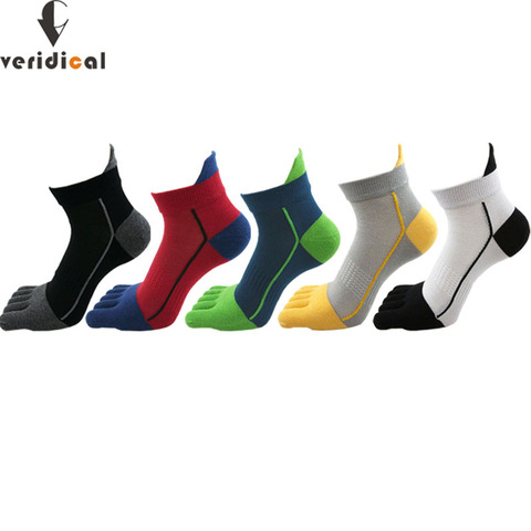 Veridical Calcetines deportivos de algodón con cinco dedos, calcetines Harajuku de moda a rayas transpirables de compresión con dedos EU39-45 ► Foto 1/6