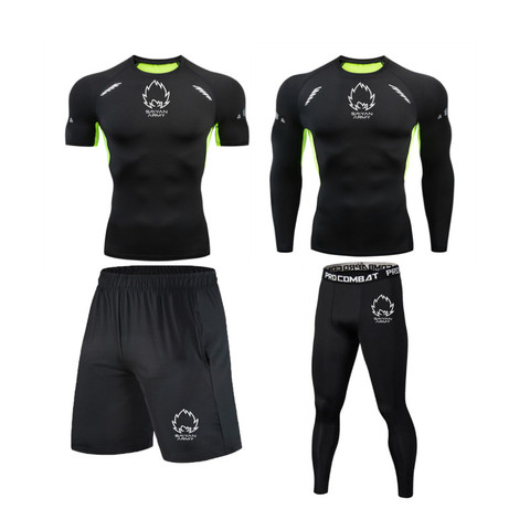 Conjunto deportivo de marca para hombre, camiseta de compresión, pantalones ajustados, ropa deportiva para gimnasio, trotar, entrenamiento, Rashguard MMA ► Foto 1/6