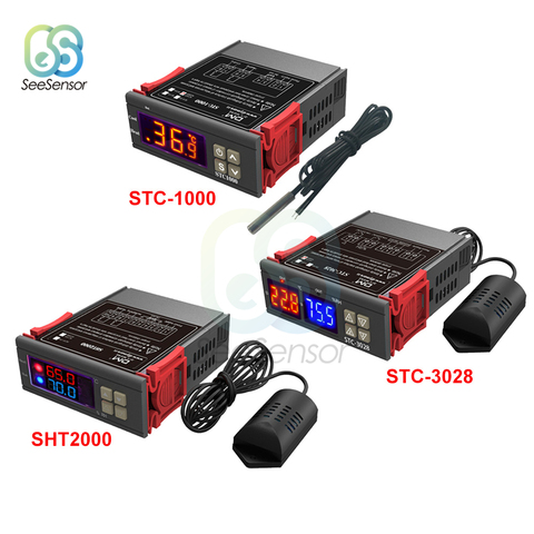 Controlador de humedad y temperatura Digital LED, termostato Humidistat, termorregulador, incubadora, calefacción, interruptor de refrigeración, 12V, 24V, 220V ► Foto 1/6