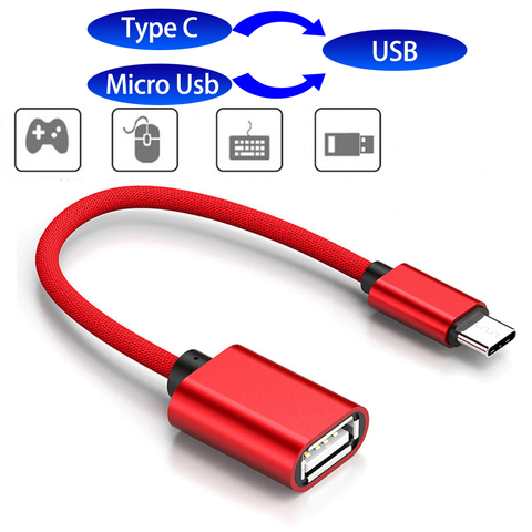 2 tipo de Cable Micro USB OTG tipo C a USB adaptador OTG de carga tipo-C Micro Cable de datos del cargador del convertidor para Xiaomi Samsung Huawei ► Foto 1/6