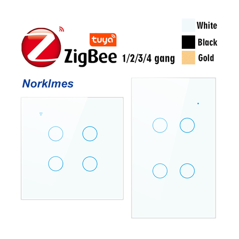 ZigBee Interruptor táctil de pared inteligente wifi en casa, 2/3 vías, panel de vidrio templado switchAC85-240V de control de luz de toda la casa, 1/2/3/4 gang ► Foto 1/6