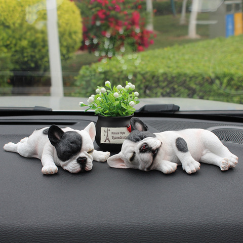 Adornos de Coche para dormir, decoración de Coche y Bulldog Francés, bonito perro de imitación cModel, accesorios de Interior de Coche ► Foto 1/6