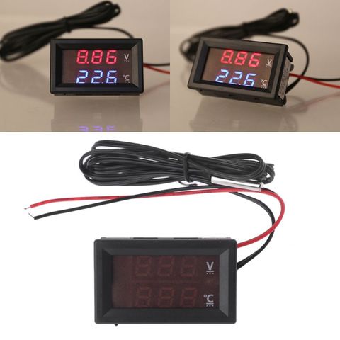 Pantalla LED para coche, medidor de voltaje y temperatura del agua, voltímetro, termómetro, 12V/24V ► Foto 1/5