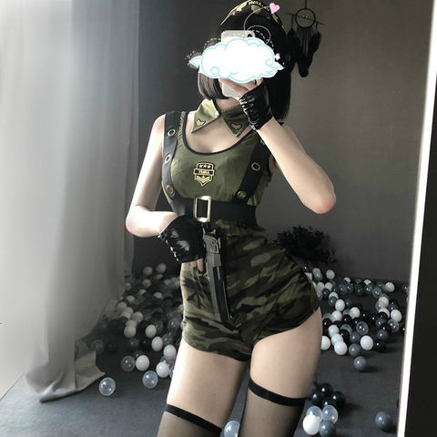 Disfraz de soldado del ejército para mujer, ropa de lencería Sexy de la policía, para fiesta de Halloween, disfraz de profesores militares, uniforme de Cosplay ► Foto 1/6