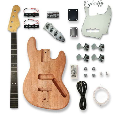 JB-kit de guitarra de bajo con todos los accesorios, cuello de guitarra de arce contrabajo, 21 trastes, bajo eléctrico, proyecto sin terminar, piezas de guitarra de bricolaje ► Foto 1/1