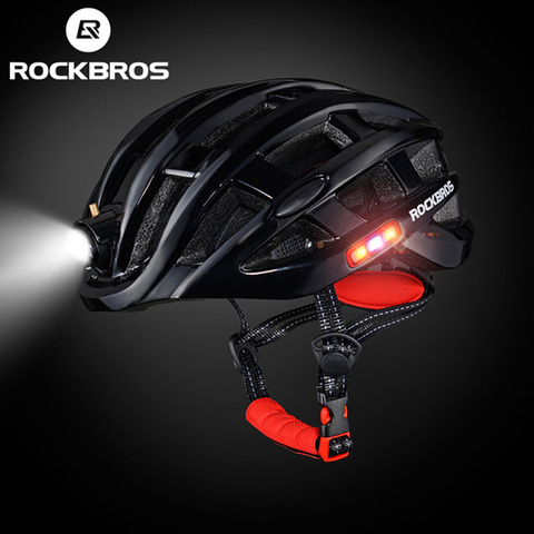 ROCKBROS-Casco ultraligero para bicicleta, a prueba de lluvia, con luz integrada, moldeado seguro, 57-62cm ► Foto 1/6