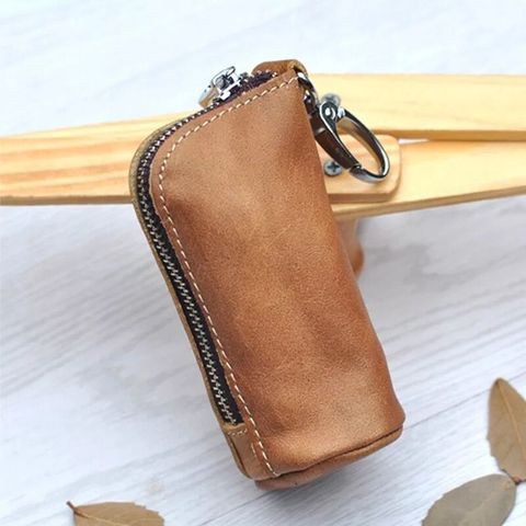 SOUTH Gook-cartera Retro de cuero genuino para llaves de hombre y mujer, cubo grande, funda de llaves llavero de coche, bolsa para llaves, monedero ► Foto 1/6