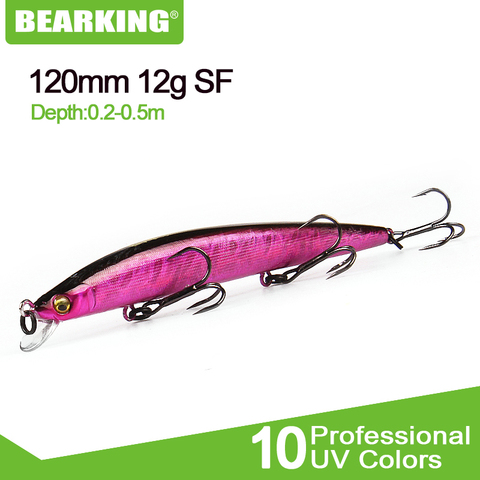 BEARKING-señuelo de pesca para pececillos, cebo duro Artificial de 12cm y 12g, para lubinas, Crankbait, anzuelos triples, aparejos ► Foto 1/6