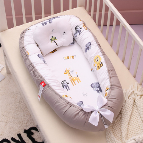 Babynest-cama nido para bebé recién nacido, cuna portátil, cama de viaje, Tissu Coton Baby Nestje, cuna de salón para bebé, parachoques con cojín de almohada ► Foto 1/6