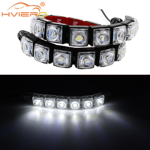 Lámpara de circulación diurna para coche, luces antiniebla con lente Led de giro, 8Led, resistente al agua, DRL, blanco, CC de 12V y 24V, Bombilla de estacionamiento ► Foto 1/6