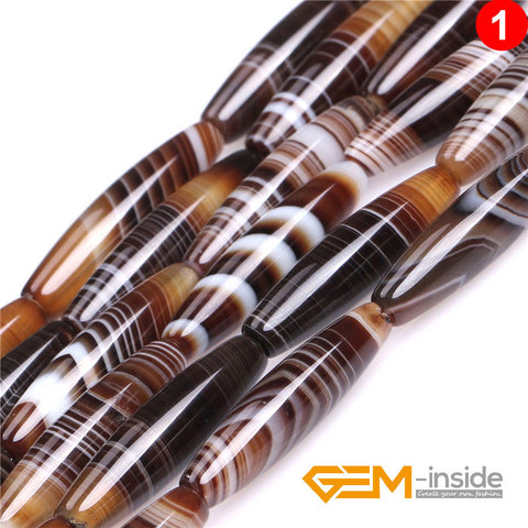 ¡Natural de Botswana de sardonyx ágatas cuentas de piedra DIY arroz tubo cuentas espaciadoras sueltas para hacer joyería de 15 pulgadas venta al por mayor! ► Foto 1/4