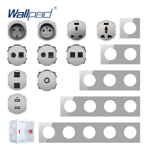 Wallpad-Módulo de toma de corriente de pared para Panel, toma de corriente de vidrio gris, función de salida eléctrica, Combinación libre ► Foto 1/6