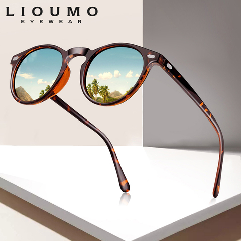 LIOUMO-Gafas De Sol polarizadas ultralivianas TR90 para hombre y mujer, lentes De Sol Unisex De diseño redondo y rosa, estilo Vintage ► Foto 1/6