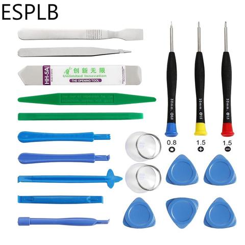 ESPLB-Kit de herramientas de reparación de teléfonos móviles, 20 en 1, destornillador de desmontaje, pinzas Spudger, ventosas, juego de herramientas de apertura de pantalla para iPhone ► Foto 1/6