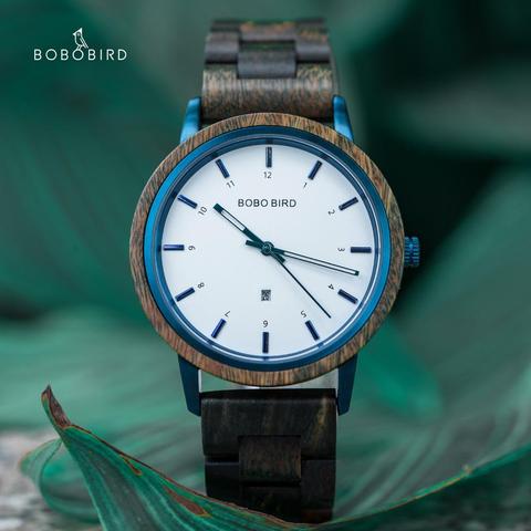 BOBO BIRD, reloj de madera Natural hecho a mano, relojes de pulsera de moda para hombres, mujeres, Relogio Masculino, erkek kol saati en caja de regalo ► Foto 1/6