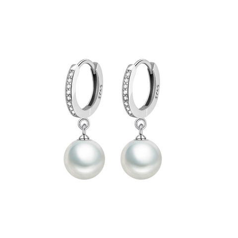 LByzHan 2022 pendientes de perlas perla de agua dulce Natural auténtica Plata de Ley 925 pendientes de plata de la joyería de La Perla para Wemon regalo de boda ► Foto 1/5