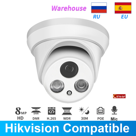 Hikvision-cámara IP Compatible con domo PoE de 5MP y 8MP, micrófono incorporado, CCTV, 2MP, IR, 50m, ONVIF, H.265, Plug & play, cámaras de videovigilancia ► Foto 1/6