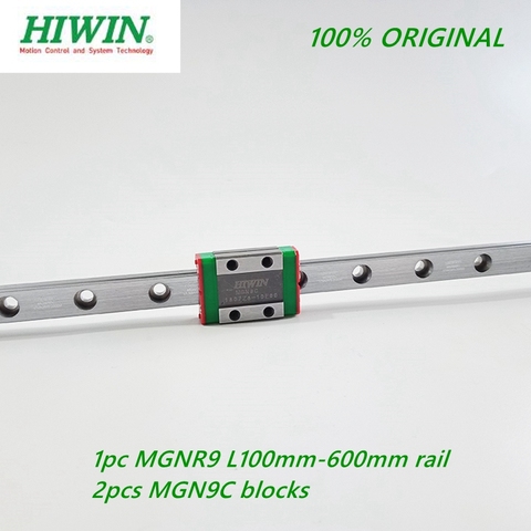 1pc Original Hiwin carril MGNR9 -L 100 de 200, 250, 300, 330, 400, 450, 500, 550, 600mm carril + 2 uds MGN9C lineal Carro de bloque ► Foto 1/1
