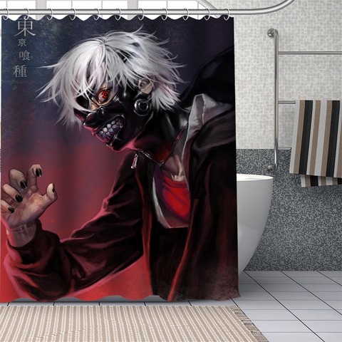 Cortinas de poliéster impermeables para baño, cortina de ducha personalizada de Anime, Ghoul de Tokio, impermeables, con gancho ► Foto 1/6