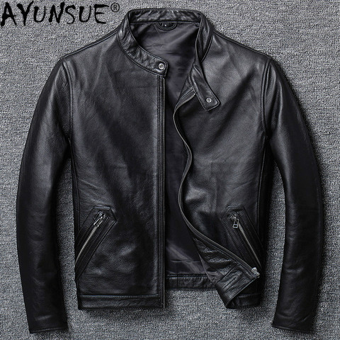 AYUNSUE-Chaqueta de cuero de vaca auténtico para hombre, ropa de 100%, abrigo de cuero de vaca, abrigos de talla grande, primavera y otoño, H681 KJ4737 ► Foto 1/6