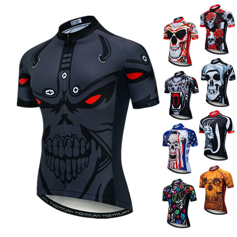 Weimostar-camiseta de ciclismo calavera para hombre, maillot de equipo profesional para bicicleta de montaña, transpirable, ropa de ciclismo de carretera ► Foto 1/6